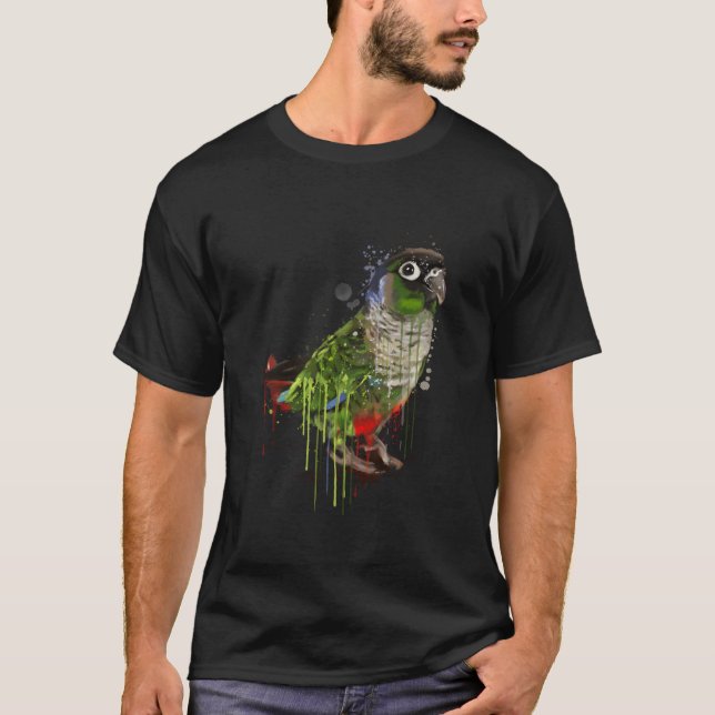 Grönkindad Conure Conure Papegoja T Shirt (Framsida)