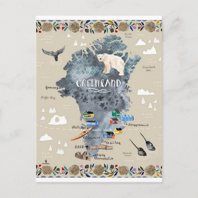 " Grönland: 13 cent/i dag - Handmålning Vykort (Framsida)