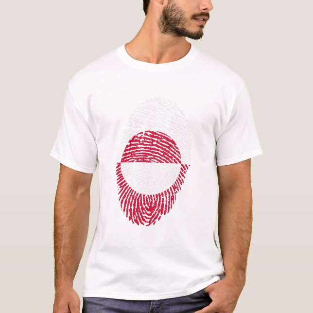 Grönland Flagga Fingerprint Land Pride T Shirt (Framsida)