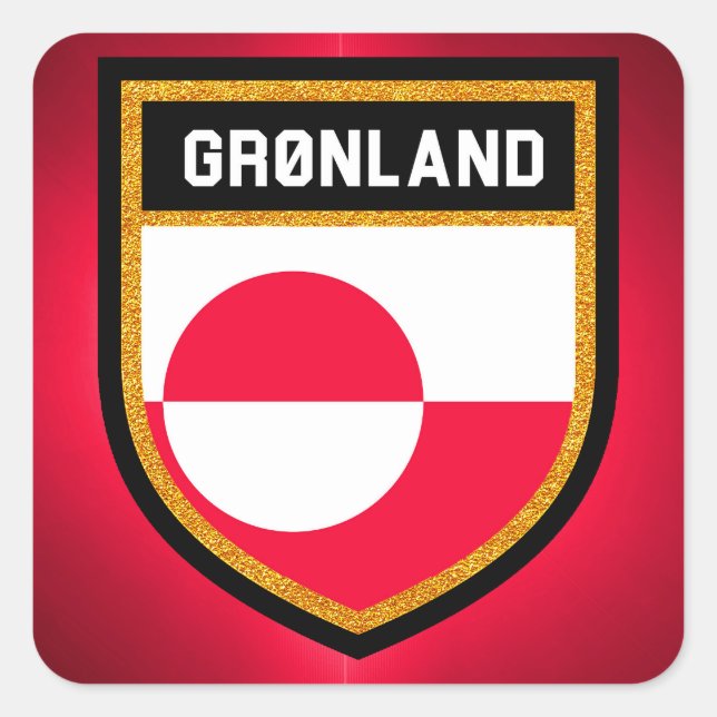 Grönland Flagga Fyrkantigt Klistermärke (Framsida)