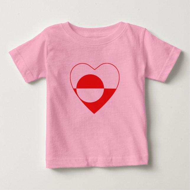 Grönland Flagga Heart T-Shirt (Framsida)