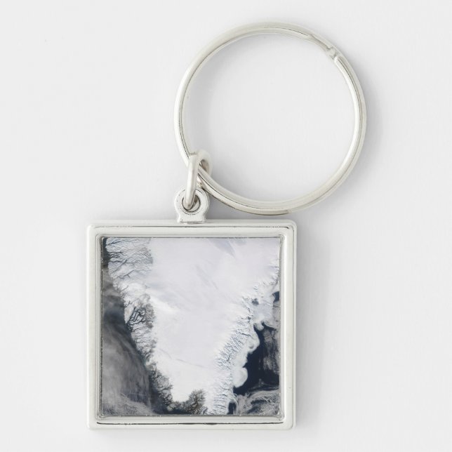Grönland Fyrkantig Silverfärgad Nyckelring (Framsidan)