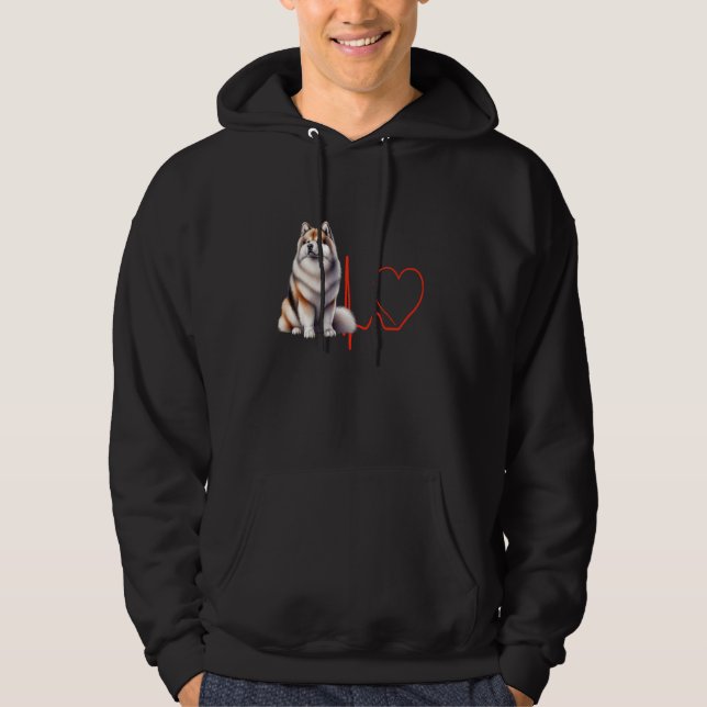 Grönland Hund Heartslag EKG Funny Dogs Älskare & O Hoodie (Framsida)