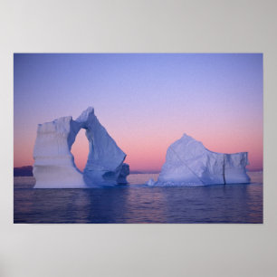 Grönland, Isberg vid solnedgång. Poster