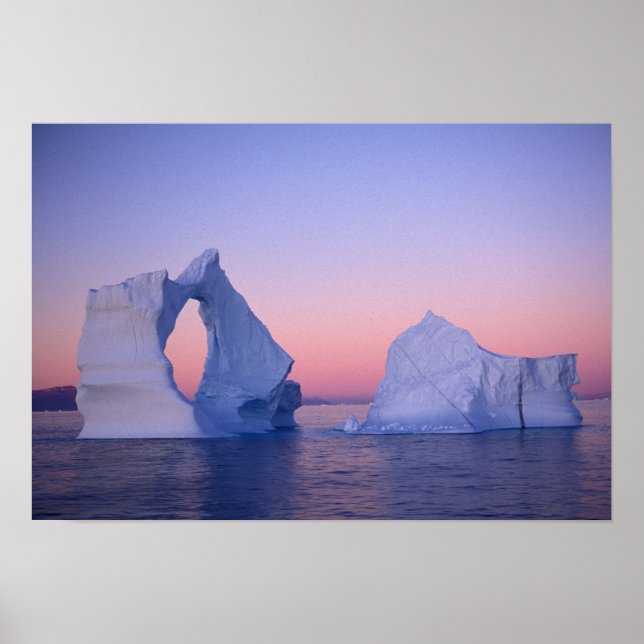 Grönland, Isberg vid solnedgång. Poster (Framsidan)