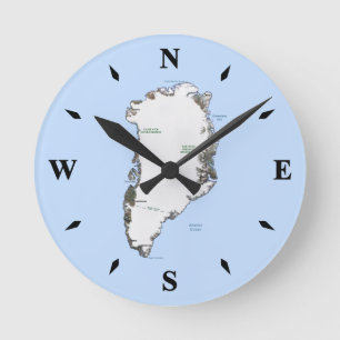 Grönland Karta Clock Rund Klocka