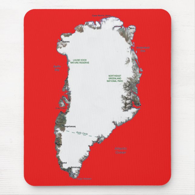 Grönland Karta Mousepad Musmatta (Framsidan)