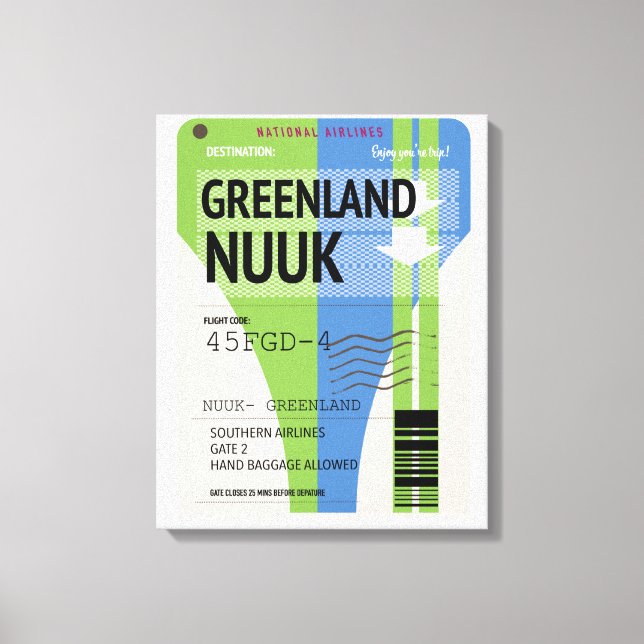Grönland Nuuk resebiljett Canvastryck (Framsida)