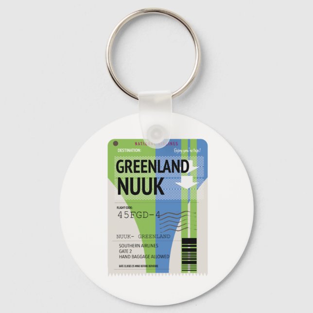 Grönland Nuuk resebiljett Nyckelring (Framsida)