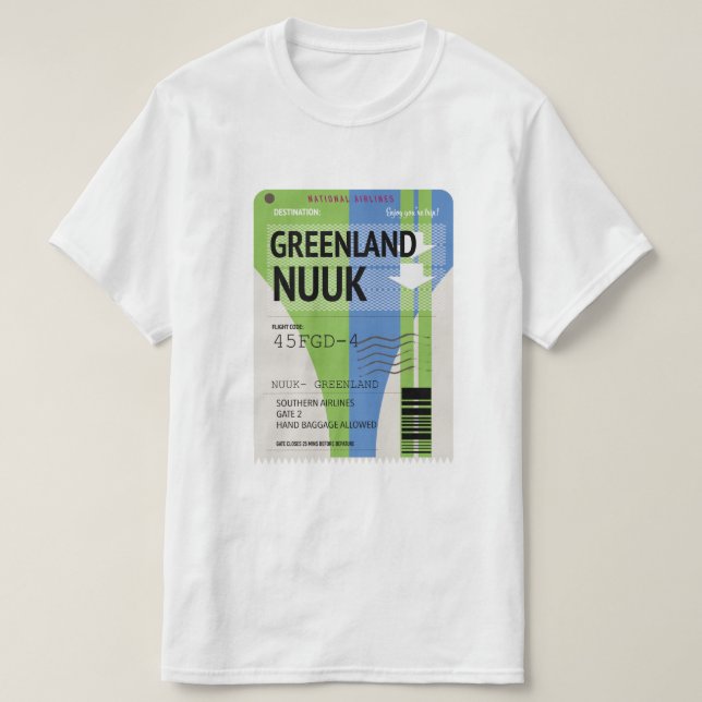 Grönland Nuuk resebiljett T Shirt (Design framsida)