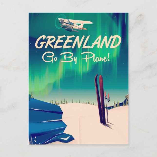 Grönland 'Res med flyg!' Vykort (Framsida)
