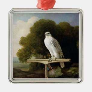 Grönlandfalk (grå färgfalken), 1780 (olja på p julgransprydnad metall