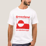 Grönlandflagga   Karta   TextT-tröja T-shirt<br><div class="desc">En redigerbar titel och slogan medföljer cirkla av rött och vit över musikband av vit och rött av den grönländska flagga på bekläda av denna t-skjorta. Baksidaen visar en specificerad karta av Grönlandet.</div>