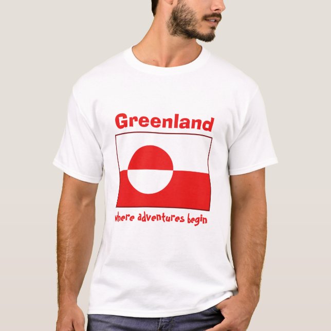 Grönlandflagga + Karta + TextT-tröja Tröja (Framsida)
