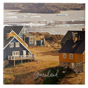 Grönlands by, naturskön fotografi kakelplatta