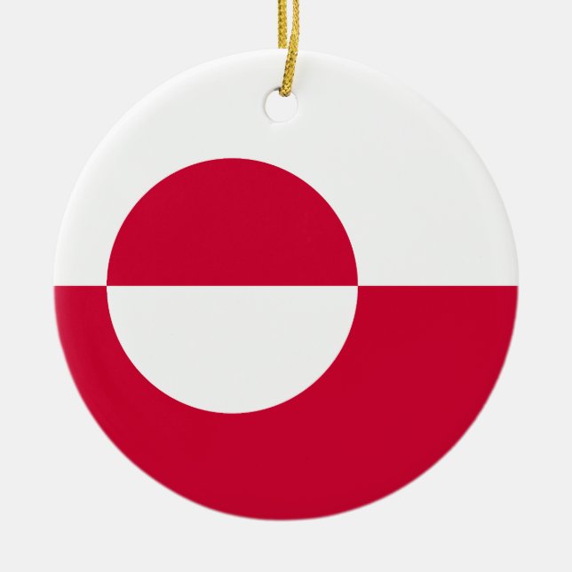 Grönlands flagga julgransprydnad keramik (Framsidan)
