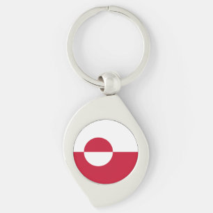 Grönlands flagga swirl silverfärgad nyckelring