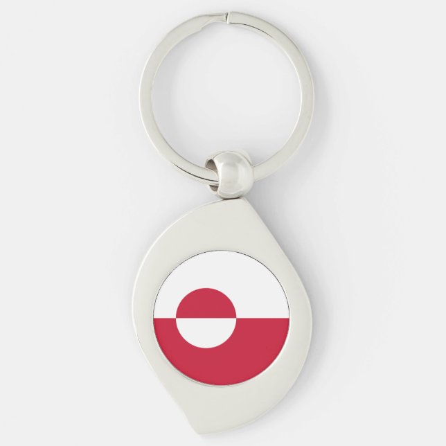 Grönlands flagga swirl silverfärgad nyckelring (Framsidan)
