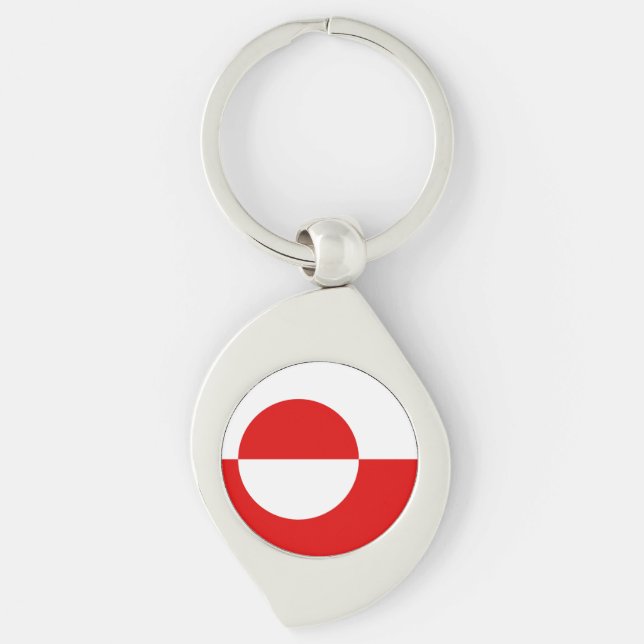 Grönlands flagga swirl silverfärgad nyckelring (Framsidan)
