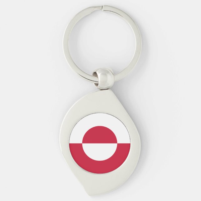 Grönlands flagga swirl silverfärgad nyckelring (Framsidan)