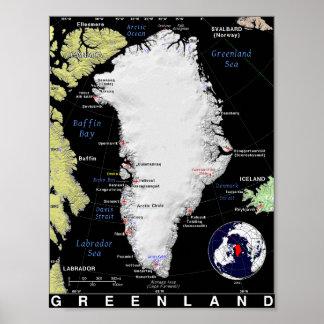 Grönlands karta poster