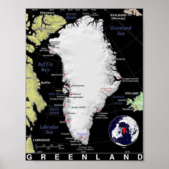 Grönlands karta poster (Framsidan)