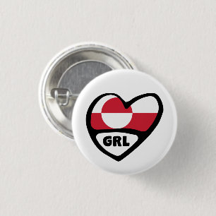 Grönlands kod Land Flagga Heart Pin Badge, GRL Knapp