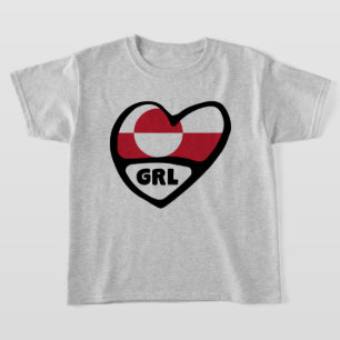 Grönlands kod Land Flagga Heart Pin Badge, GRL T Shirt