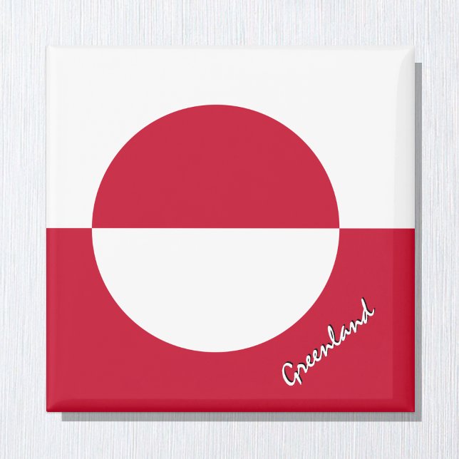 Grönlands Magnet, Patriotisk, Grönlands Flagga Magnet (Greenland Magnet / Greenland Flag)