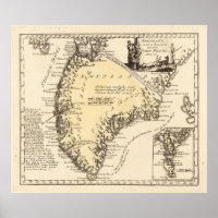 Grönlands vintage Karta (1791)