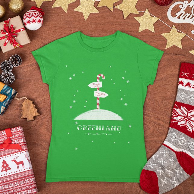 Grönländska julen Candy cane North Pole Snowing T Shirt (Skapare uppladdad)