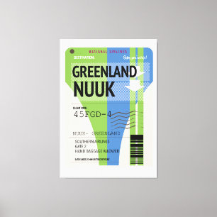 Grönländska Nuuk-resor biljett Canvastryck