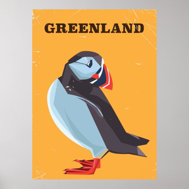 Grönländska Puffin vintage resor poster (Framsidan)