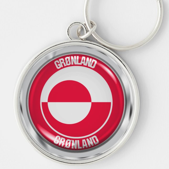 Grönlandsrundans emblem rund silverfärgad nyckelring (Framsidan)
