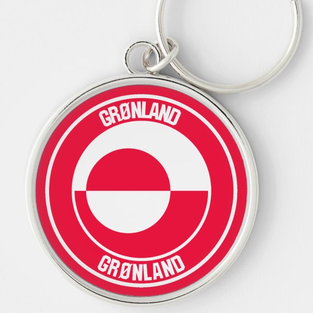 Grönlandsrundans emblem rund silverfärgad nyckelring (Framsidan)