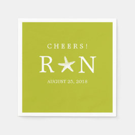 Grönmonogram starfisk av kalk | Bröllop Pappersservett