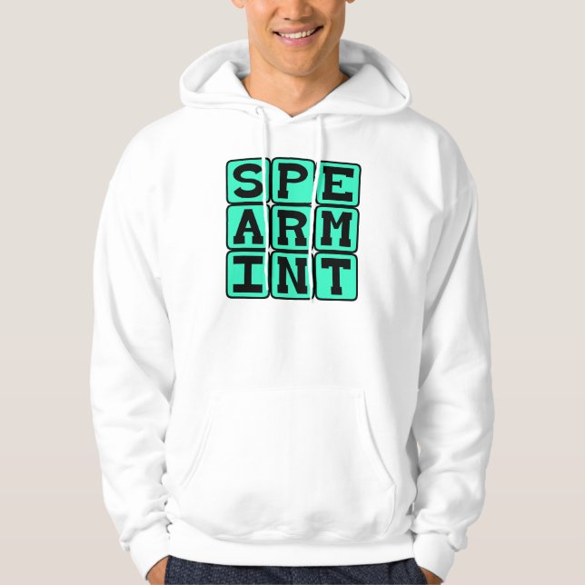 Grönmynta, tuggummismak sweatshirt med luva (Framsida)
