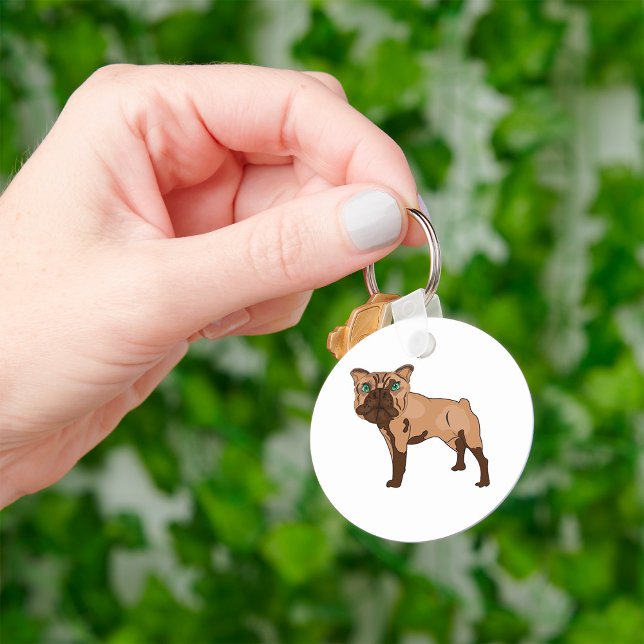 Grönögd Bulldog Brun Hund Nyckelring (Skapare uppladdad)