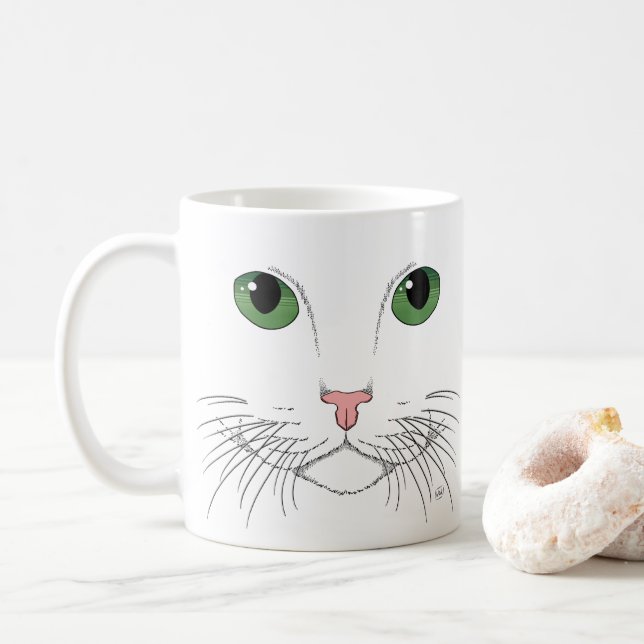 Grönögd Katt Kaffe Mugg (Med munk)