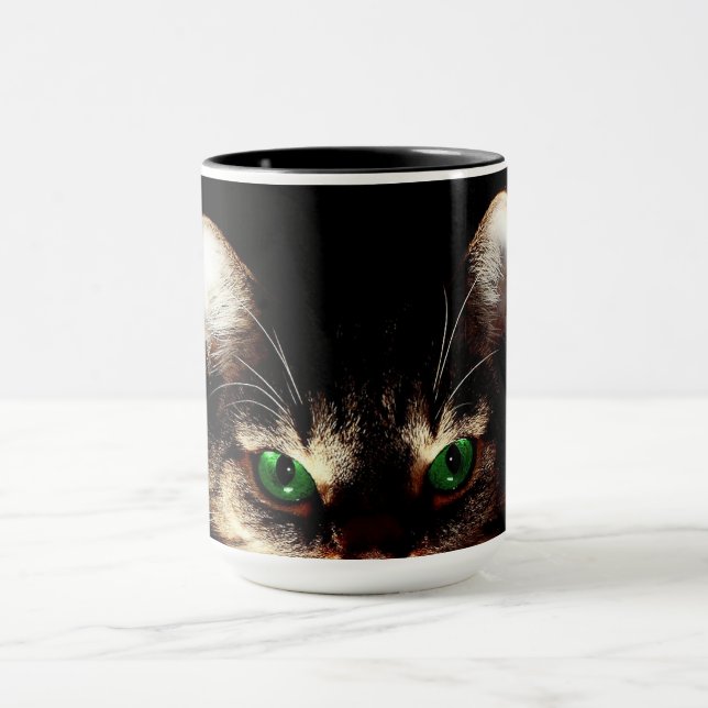 Grönögd Katt Kaffe Mugg (Center)