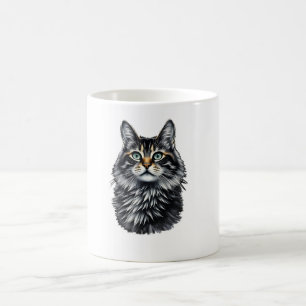 Grönögd katt kaffemugg