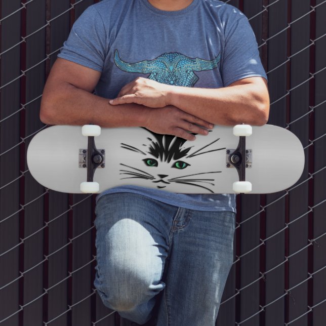 Grönögd katt mini skateboard bräda 18,5 cm (Utomhus 3)