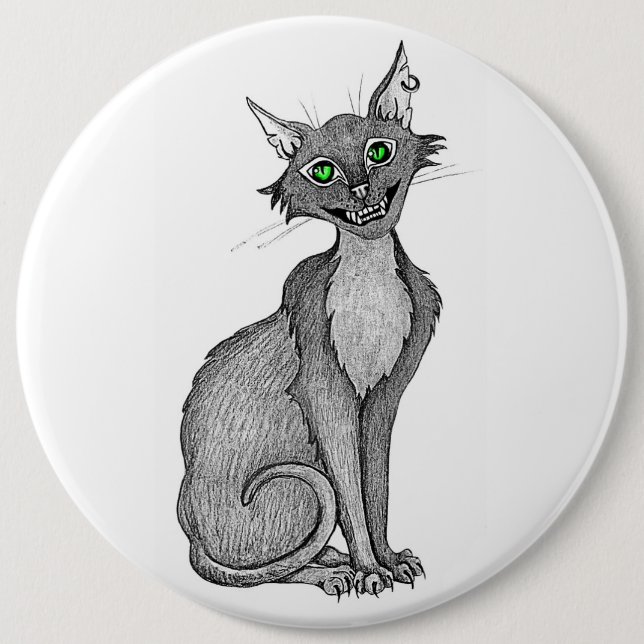 Grönögd Kuslig Katt Knapp (Framsida)