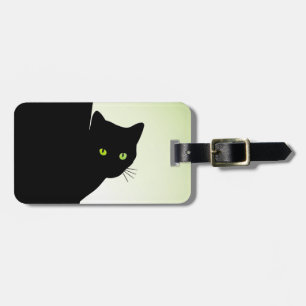 Grönögd svart katt bagagebricka