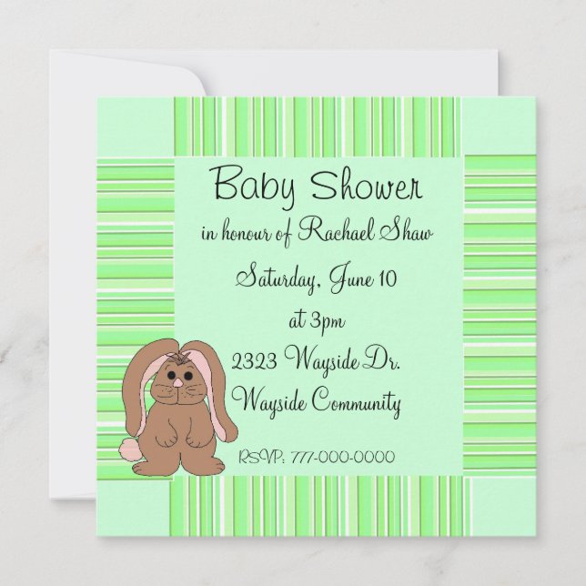 Grönrandig baby shower-inbjudan inbjudningar (Framsida)