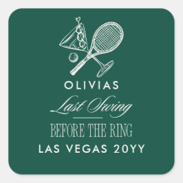 Grönrandig tennis modern chic möhippa present fyrkantigt klistermärke