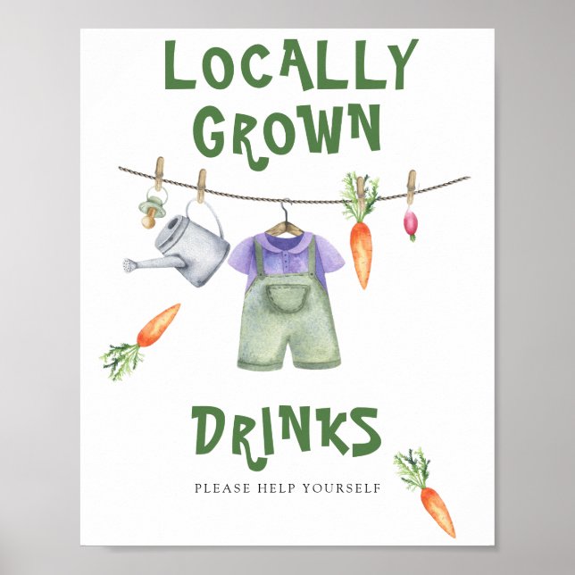 grönsak baby shower - Drycker, tå hemtjänst Poster (Framsidan)
