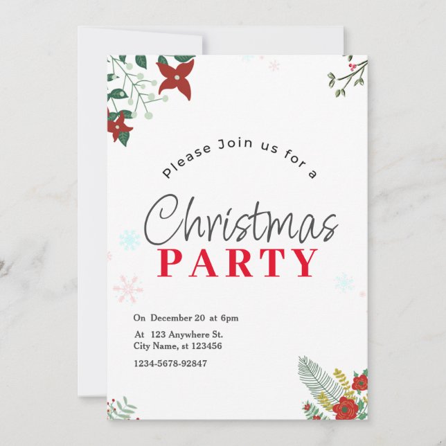 Grönsak julfestlig julfest inbjudan (Framsida)