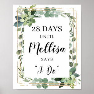 Grönsak succulent guld boho nedräkningsskylt poster