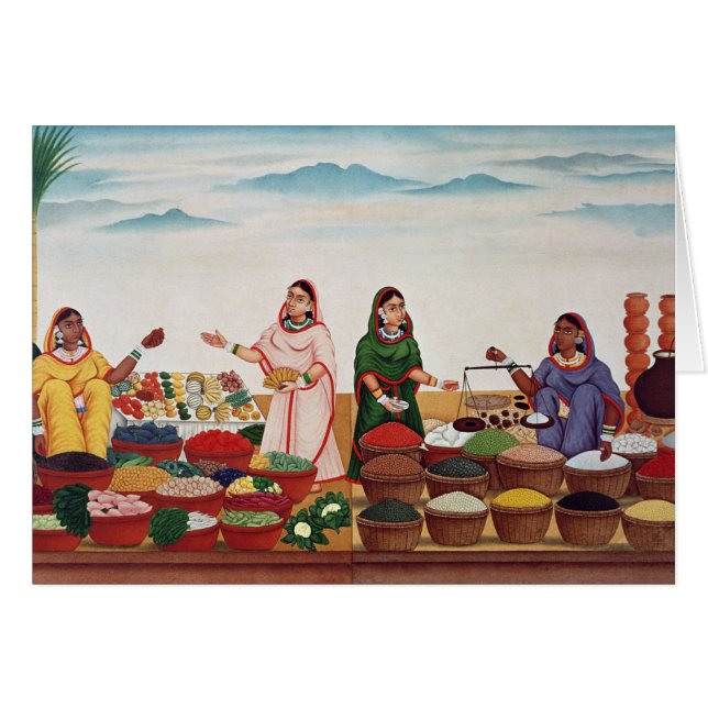 Grönsaken och kryddan marknadsför på Benares, Hälsningskort (Framsidan Horizontal)